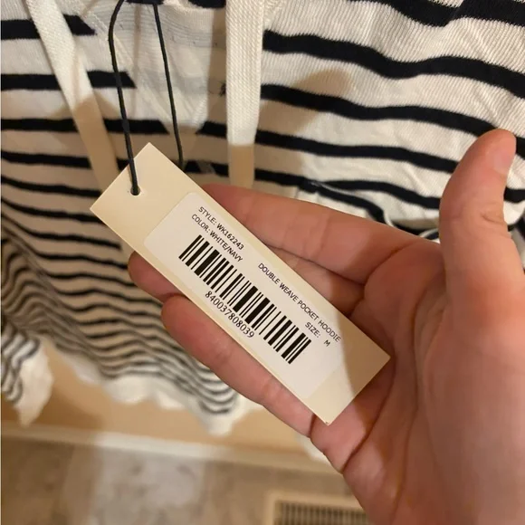 NWT Alex Mill White & Navy Striped Double Weave Hoodie - Picture 7 of 8